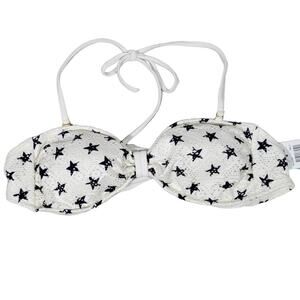 InMocean Crochet‎ Star Print White Bikini Top Halter Bra Swimwear L